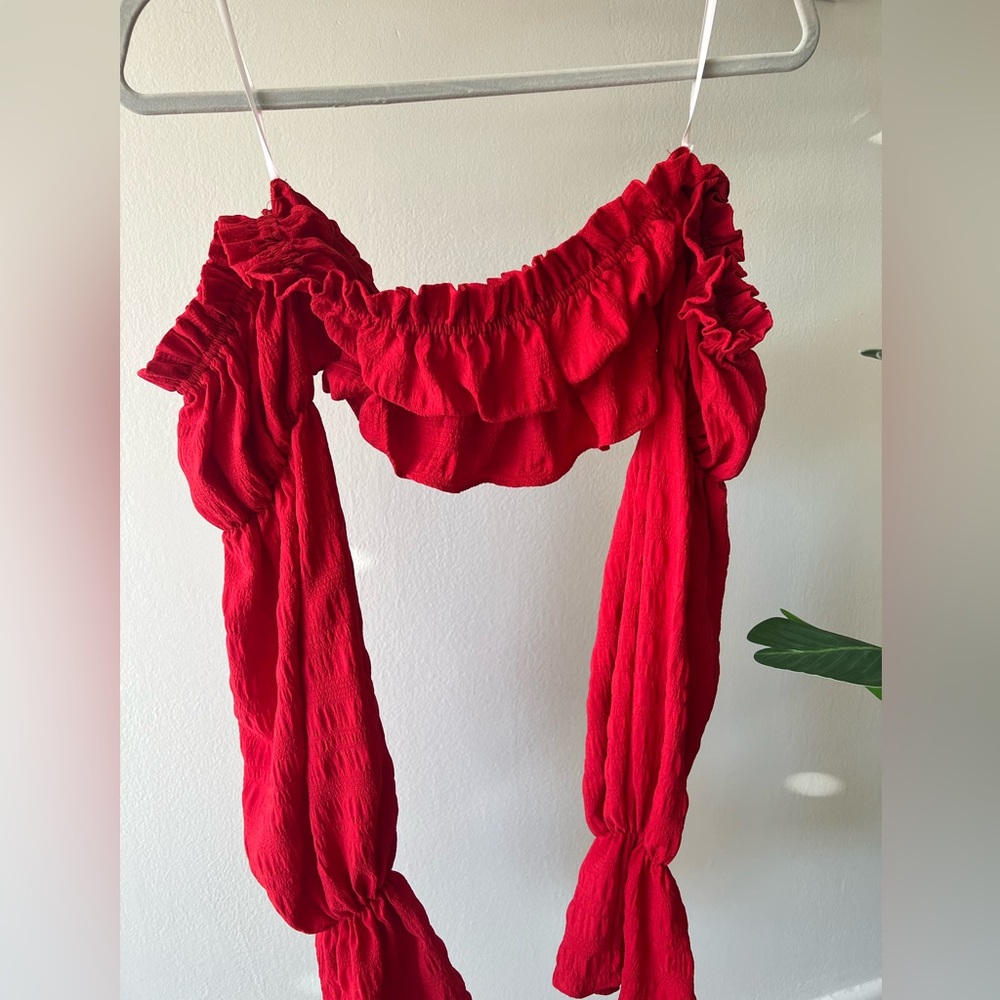 Red off the shoulder top